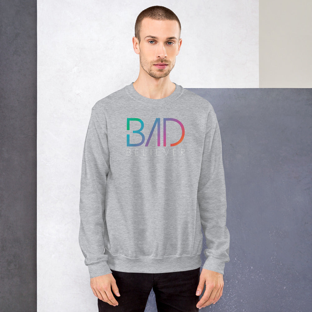 Bad Believer Logo Unisex Sweater (Rainbow White Print)