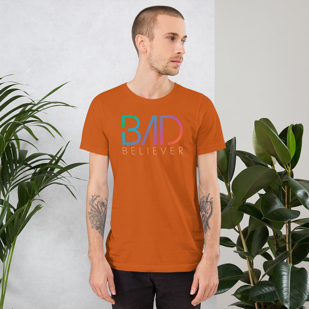 Bad Believer Rainbow Logo Unisex T-Shirt (White Print)