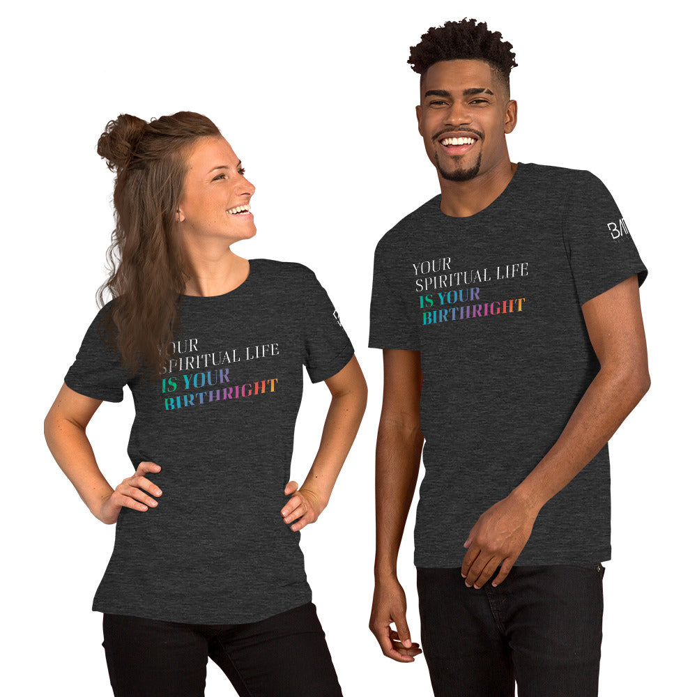 "Your Spiritual Life is Your Birthright" Unisex T-Shirt (White Print)