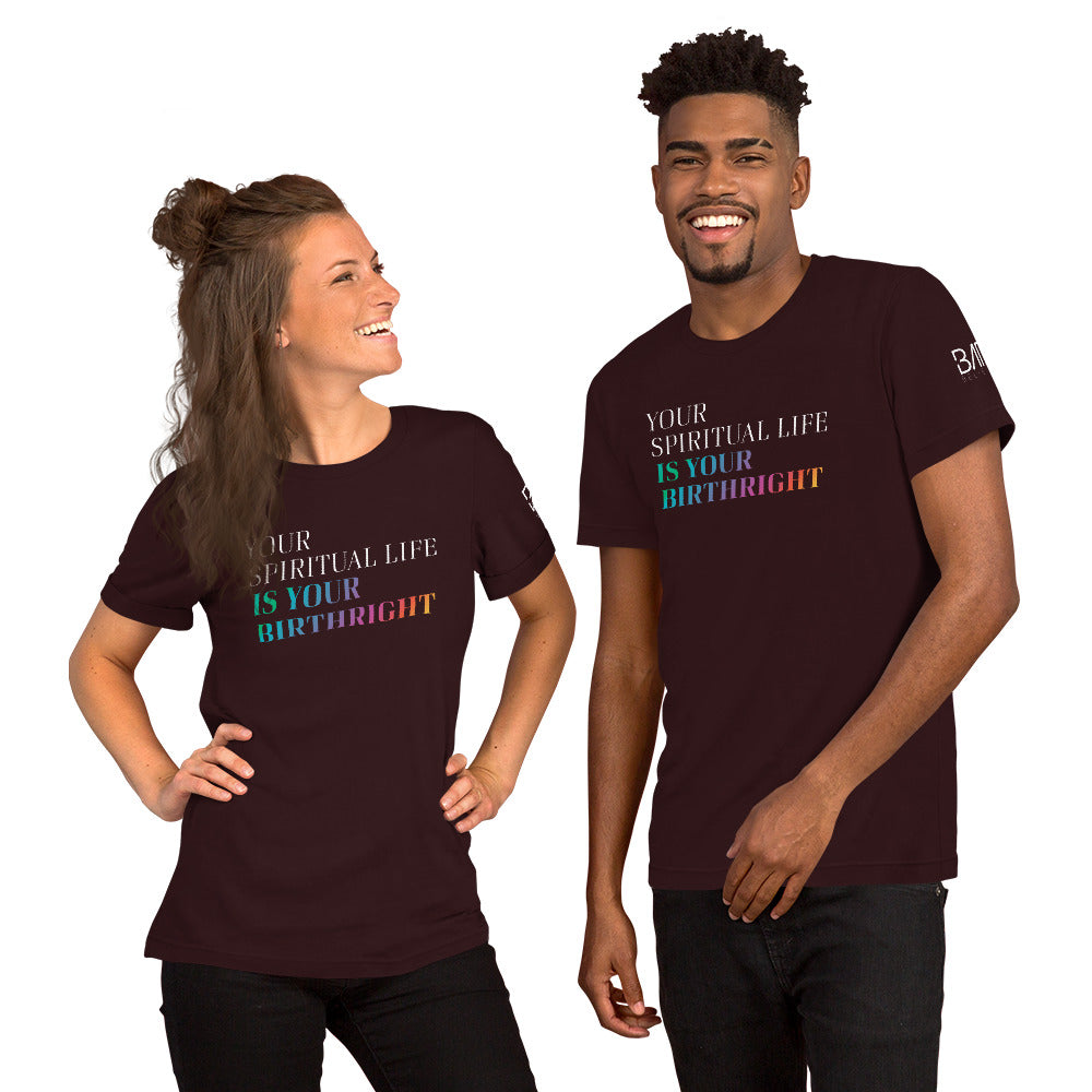 "Your Spiritual Life is Your Birthright" Unisex T-Shirt (White Print)